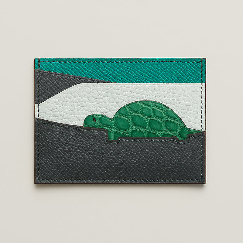 HERMES グリーン フェルト 小物入れ H刺繍 histoire-naturelle-card-holder